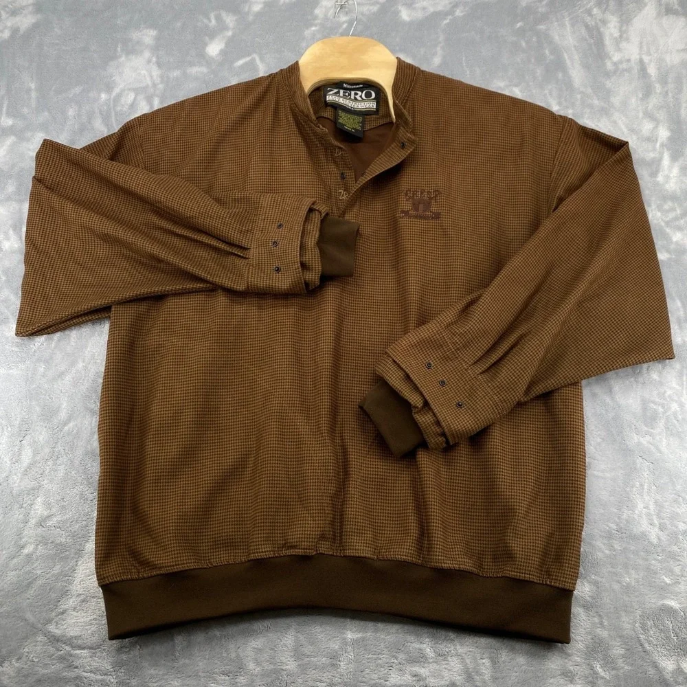 Zero Restriction Golf Outerwear Mens XL Brown Houndstooth Microsuede Pullover